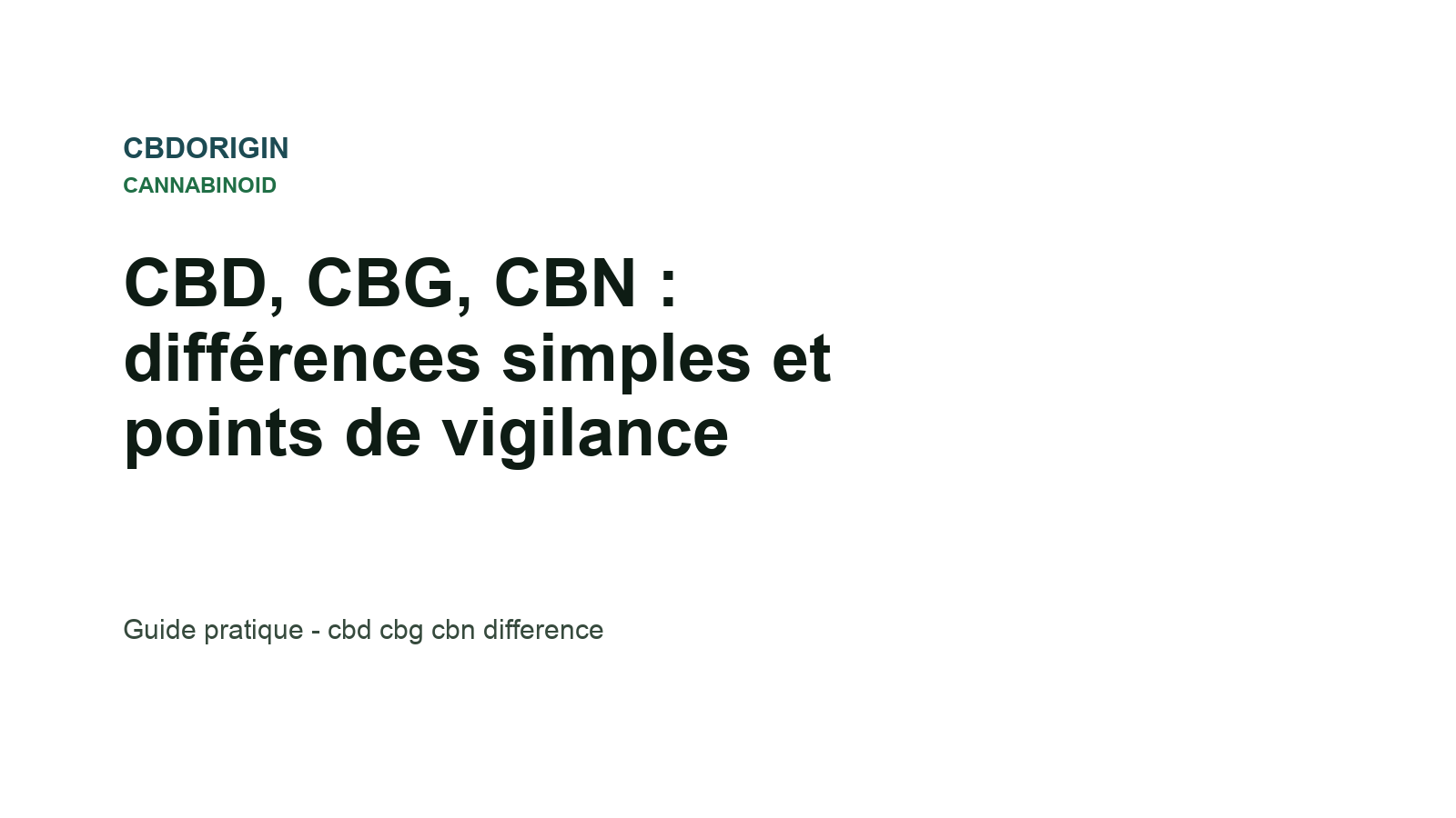 CBD, CBG, CBN : différences simples et points de vigilance