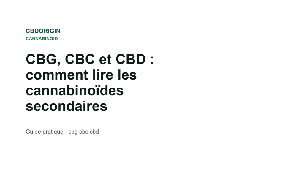Illustration CBDorigin : CBG, CBC et CBD : comment lire les cannabinoïdes secondaires